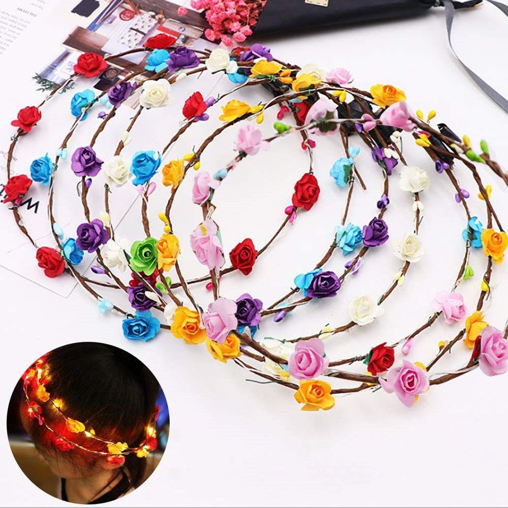 SUSANS Set 10 Vòng Hoa Đội Đầu Có Đèn LED Phát Sáng Độc Đáo