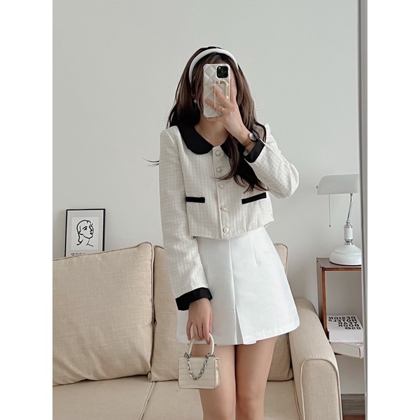 Áo dạ tweet dáng croptop