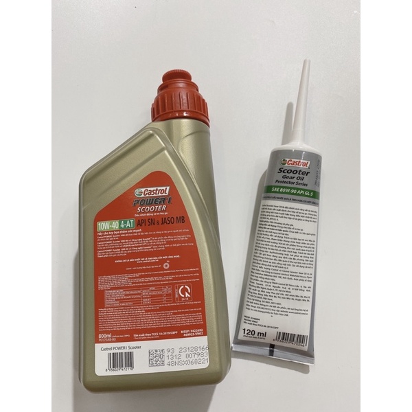 Nhớt Castrol Power 4T cho xe tay ga 10W-40 800ml và 1lit  hàng Chính Hãng