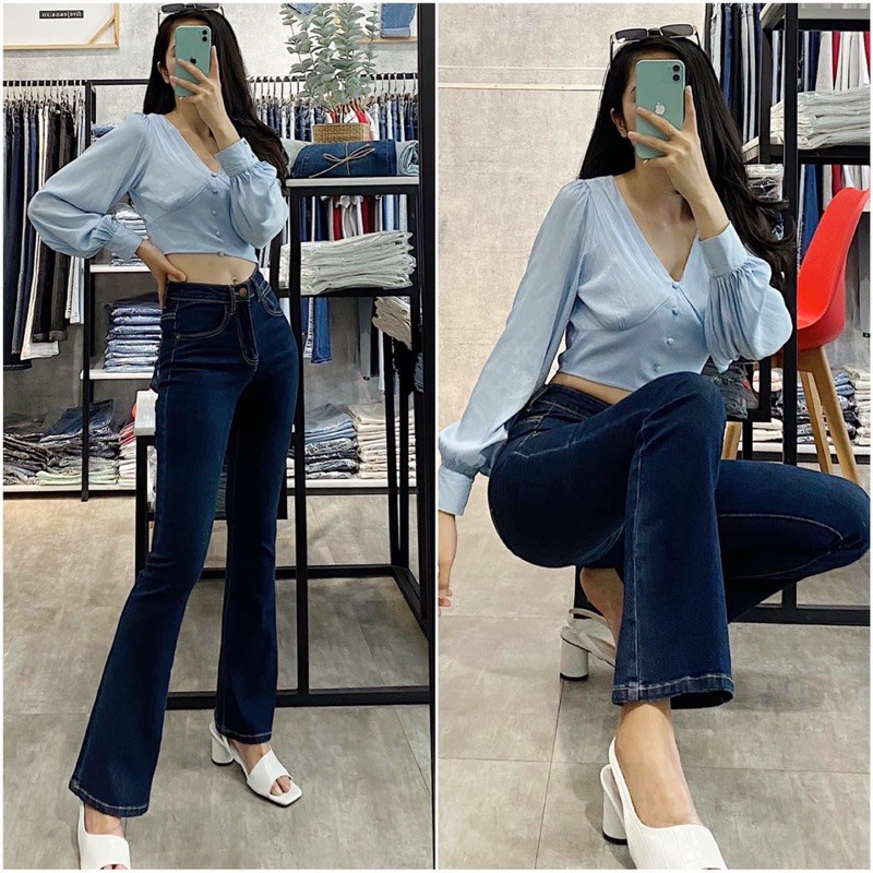 Quần loe lưng cao dáng dài siêu sang