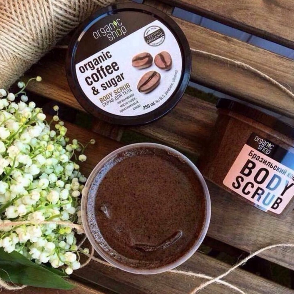 TẨY DA CHẾT TOÀN THÂN ORGANIC SHOP ORGANIC COFFEE &amp; SUGAR BODY SCRUB [250ML]