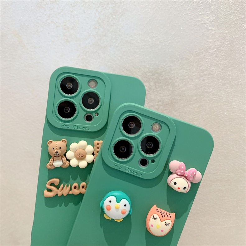Ốp lưng điện thoại iphone gắn charm gấu 7plus x xsmax 11 11promax 12 12pro 12promax 13 13pro 13promax DT13