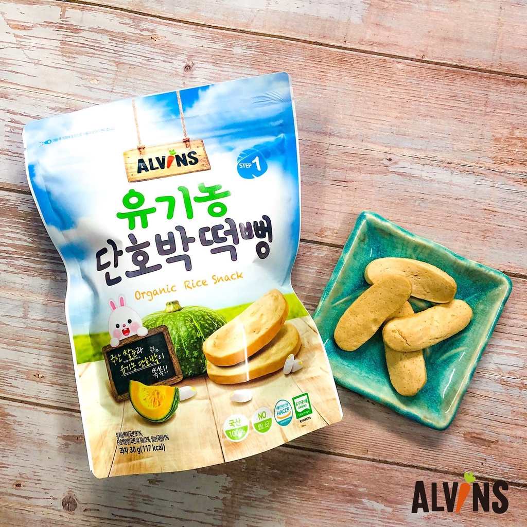 Bánh Gạo Ăn Dặm Hữu Cơ Alvins 30g Hàn Quốc - Bánh Organic Cho Bé Ăn Dặm