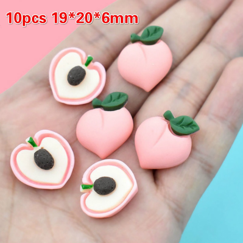 10 quả đào bằng nhựa resin dễ thương trang trí điện thoại đa năng