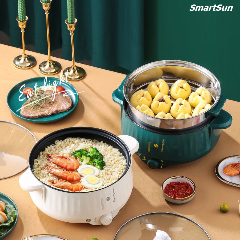 [BẢO HÀNH] Nồi Lẩu Điện Mini, Nồi Điện Đa Năng, Có Lớp Chống Dính Teflon Kèm Xửng Hấp - Gia dụng SmartSun