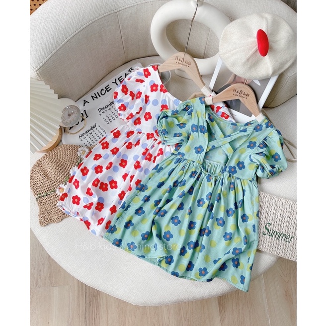 Váy Bé Gái ❤️V0050❤️Chất đũi lạnh siêu mềm mượt thiết kế dây lưng Đan chéo. Đầm hoa xinh