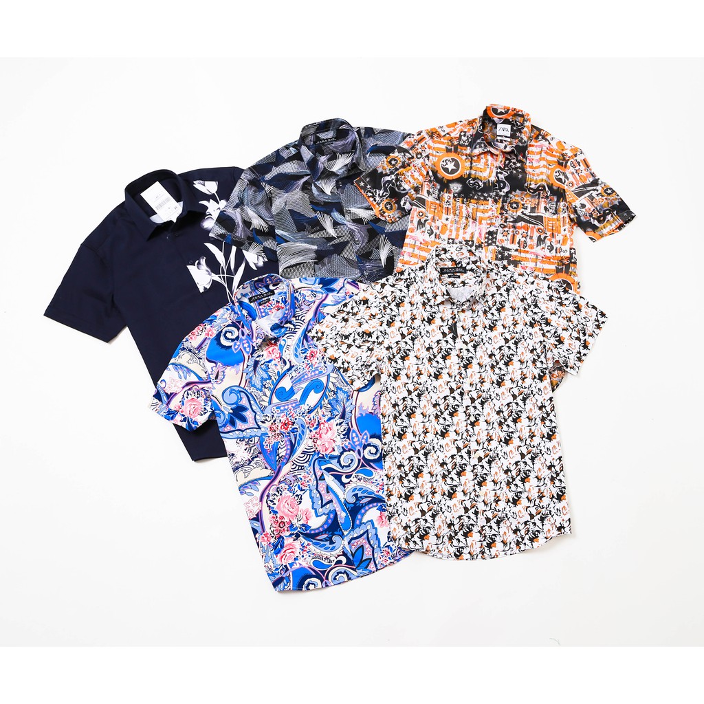 [Mã FAMAYMA2 giảm 10K đơn 50K] Ao Sơ mi họa tiết tay ngắn , họa tiết trẻ trung, vải thoáng mát