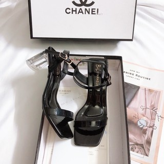 Sandal quai mảnh đá bóng gót mica dẹp 5p