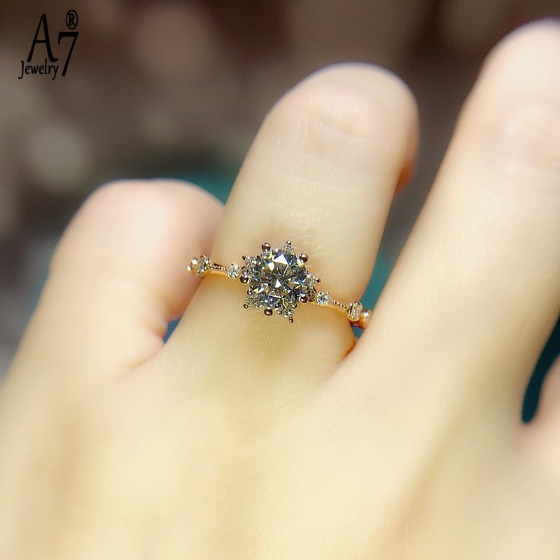 Nhẫn mở mạ bạc 925 1 Karat Moissanite