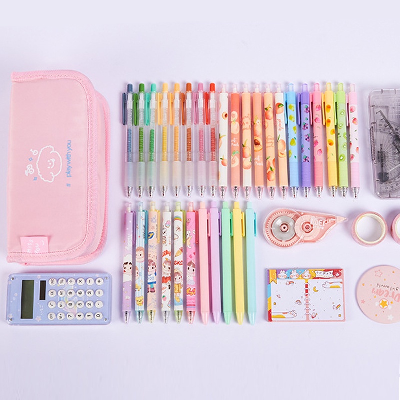 Hộp Đựng Bút Nắp Gập Hình Vuông Sức Chứa Lớn Nhiều Ngăn Họa Tiết Hoạt Hình Dễ Thương Cho Học Sinh