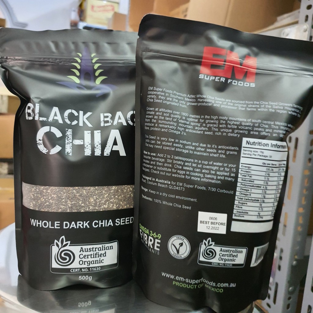 Hạt chia úc BLACK BAG CHIA Túi Đen 500gr (Hàng Chuẩn) (HSD tháng 12/2022) | BigBuy360 - bigbuy360.vn