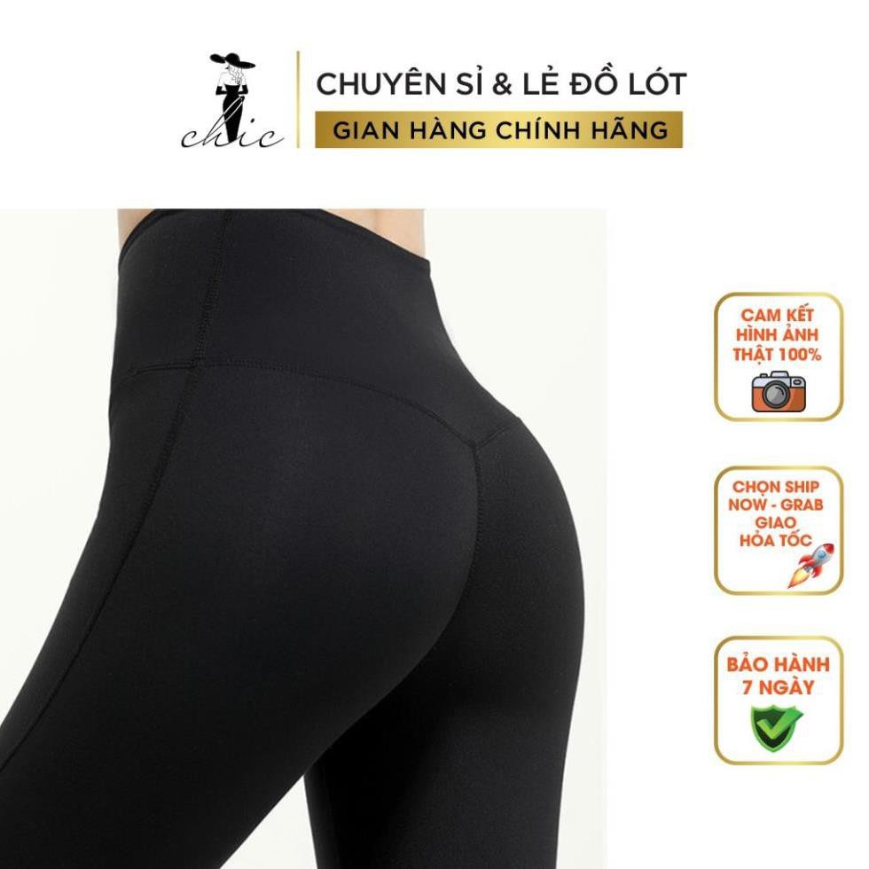 LEGGING CBT2LEGG01 Quần Legging Nữ CHIC Nâng Mông Lưng Cao Dáng Đẹp Chất Liệu Vải Cotton 100% Đen (Size 45-65kg)