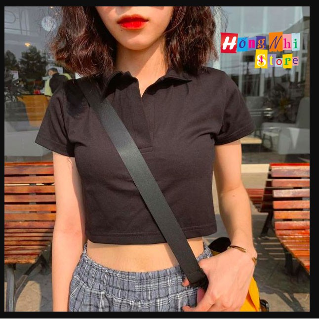 Áo Croptop Polo Ulzzang Dáng Ôm Tay Ngắn - MM
