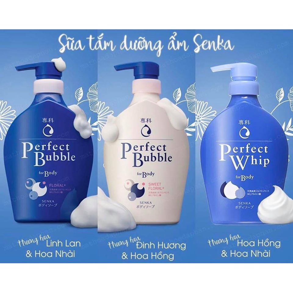 [Hàng nhập khẩu, đủ tem] Sữa Tắm Dưỡng Ẩm Hương Hoa SENKA Perfect Bubble For Body Floral 500ml - MnB Store
