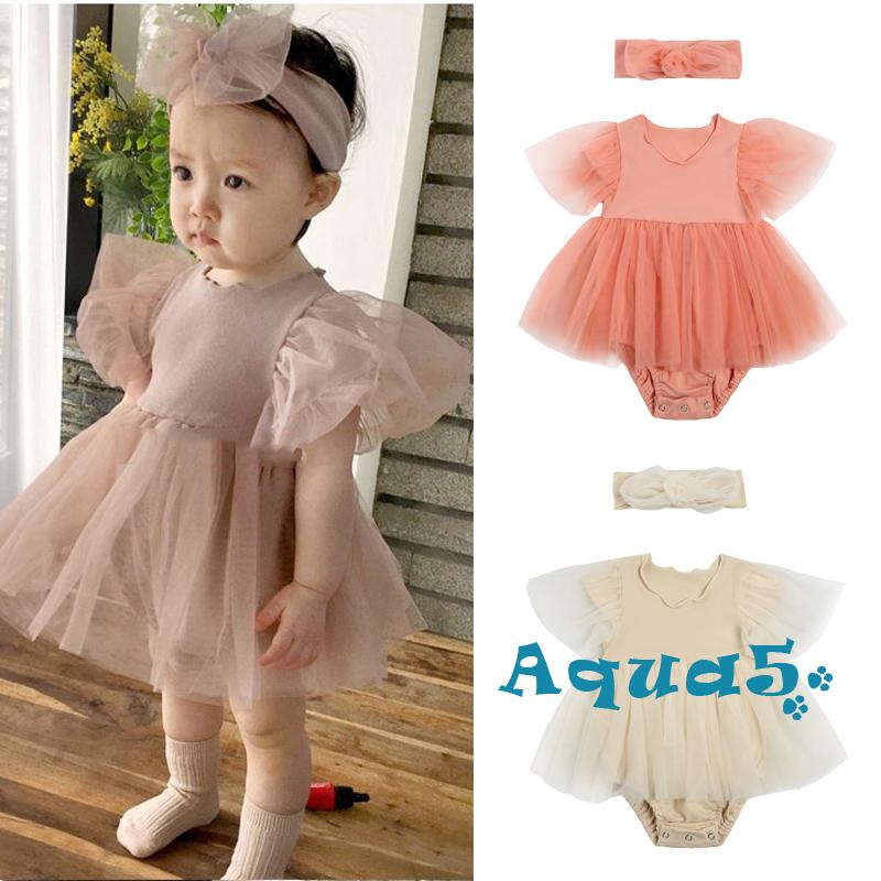 Set Đầm Yếm + Băng Đô + Áo Thun Tay Ngắn Cổ Tròn Dễ Thương Cho Bé
