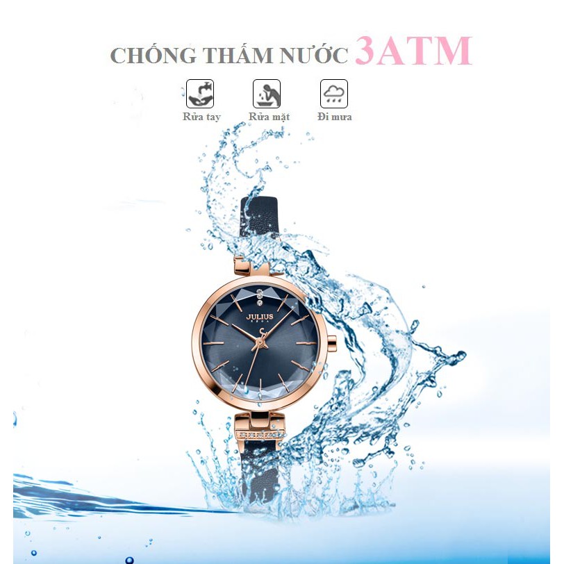 [CHÍNH HÃNG] Đồng Hồ Nữ JA-1182C JULIUS HÀN QUỐC Dây Da (Xanh) - Bảo Hành 12 Tháng FULLBOX