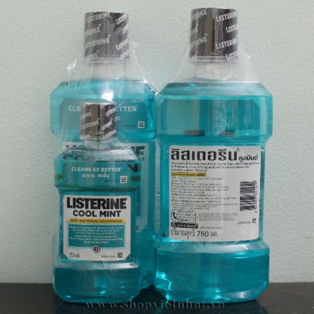 Nước súc miệng listerine 750ml tặng kèm 250ml Thailan