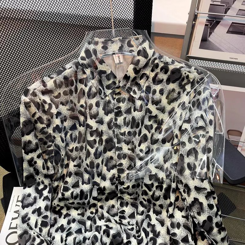 Áo Sơ Mi Nam Tay Dài Ôm Dáng In Họa Tiết Da Báo Phong Cách Đường Phố Sang Trọng Thời Trang Mùa Thu 2023