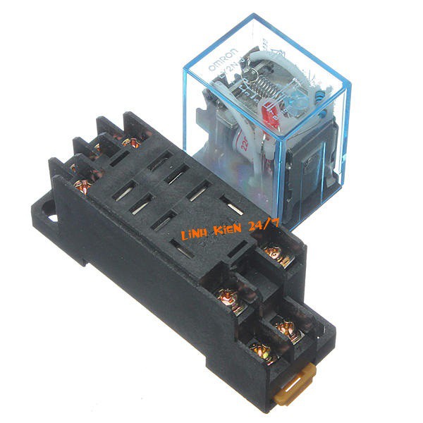 Relay Trung Gian LY2N-J Relay 12V, 24V, 220V 10A 8 Chân Kèm Chân Đế Vặn Ốc