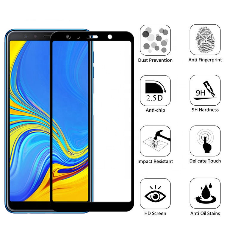 Cường lực Samsung A7 2018 , A9 2018 full màn hình 9D , 10D độ cứng 9H bảo vệ màn hình - Tặng 1 bộ giấy lau