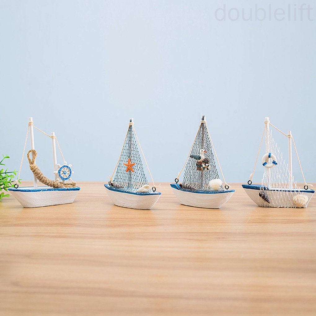 Đồ trang trí mô hình thuyền buồm mini bằng gỗ để bàn nhà cửa / văn phòng / khách sạn