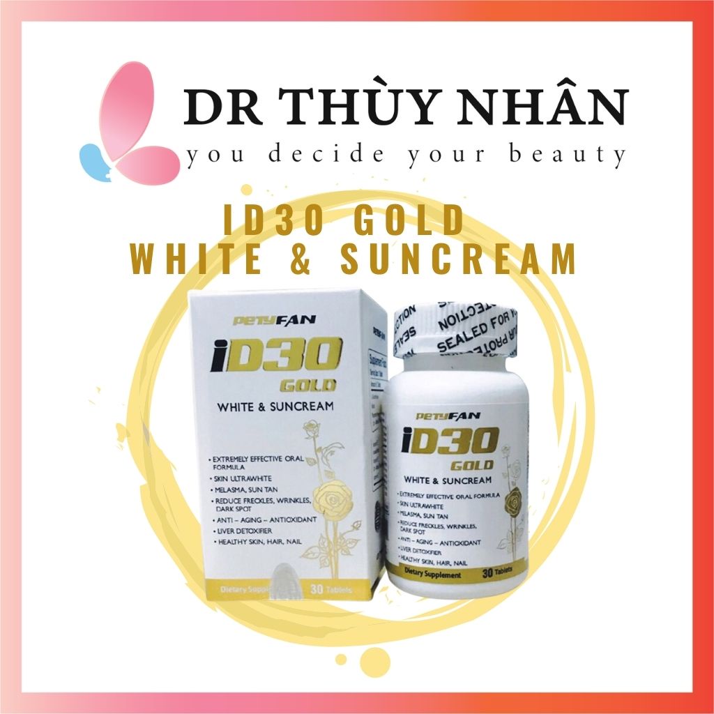 dòng viên uống ID30 Gold White & Suncream giúp chống nắng sáng da