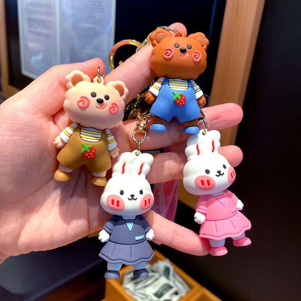 Móc Khóa Hình Gấu / Thỏ Hoạt Hình Bằng Silicon Dễ Thương charms