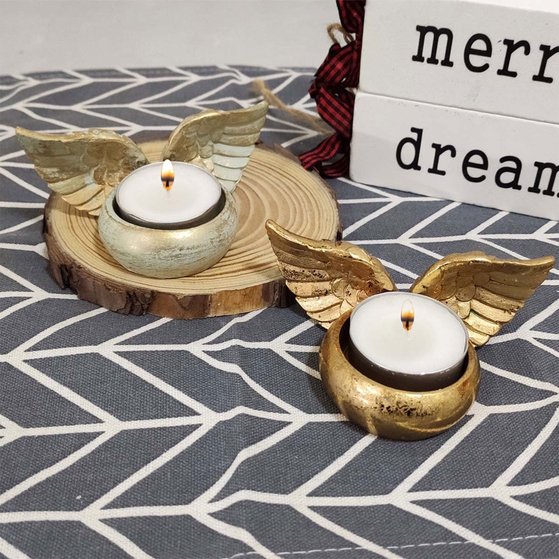 Giá Đỡ Nến Hình Đôi Cánh Thiên Thần Bằng Nhựa Resin Trang Trí Nhà Cửa / Tiệc Cưới