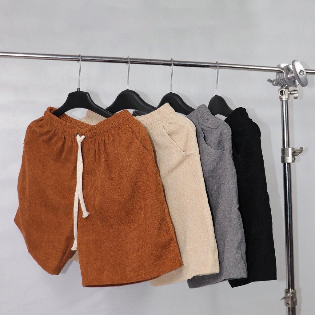 Quần short nam nhung tăm Unisex thể thao basic quần đùi nam nữ oversize phong cách đường phố Hàn Quốc Ulzzang