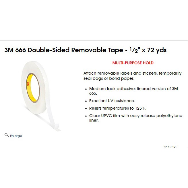 Băng keo 2 mặt 3M 666 12.7mm x 72yds dùng trong in ấn, chế bản