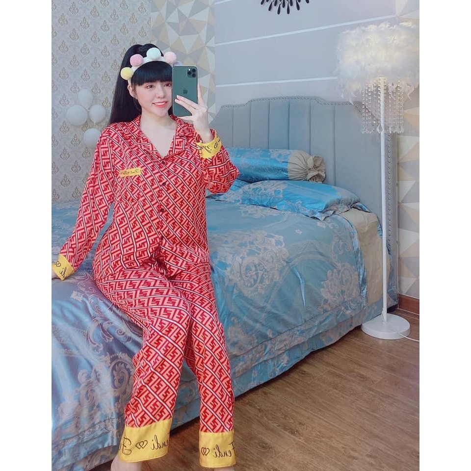 Pizama satin lụa họa tiết TDQD | BigBuy360 - bigbuy360.vn