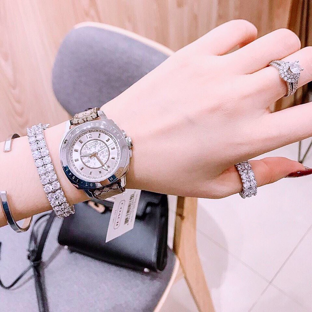Đồng Hồ Coach Nữ Dây Da 35mm - Silver - Chính Hãng