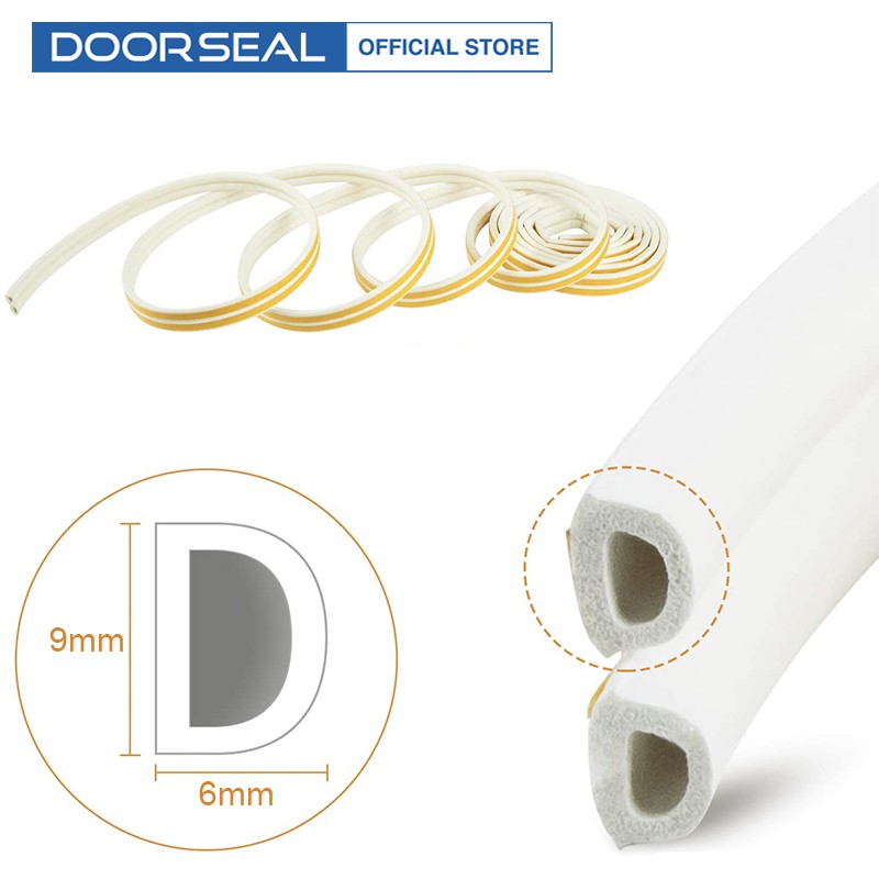 Ron Chữ D Dày 6mm Dán Khung Cửa Gỗ Tự Dính Cách Âm, Ngăn Bụi, Giảm Chấn Cuộn 6m - DOORSEAL™ (Vietnam)