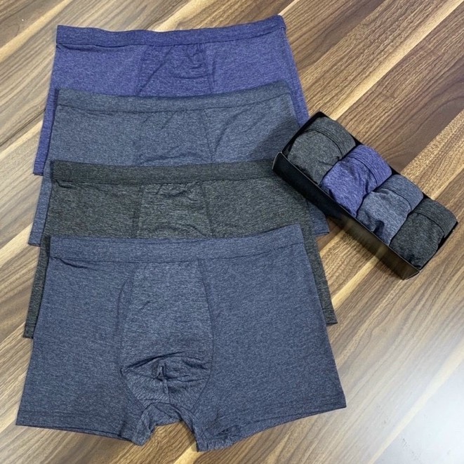 Hộp 4 quần sịp đùi boxer muối tiêu vải thun lạnh siêu mát