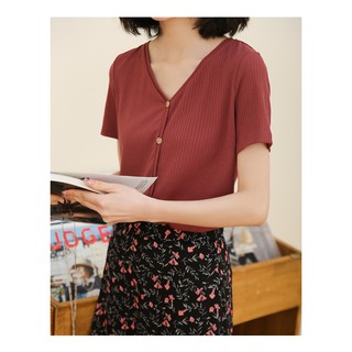 Áo thun basic cổ tim | Ginkgo Clothing