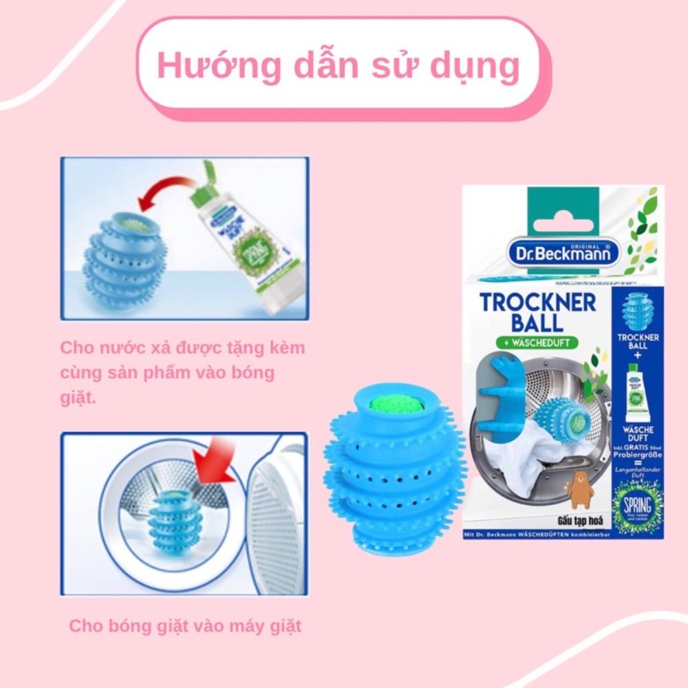 Bóng giặt quần áo Trockner Ball Dr Beckmann chống nhăn dành cho máy giặt - Lavenic