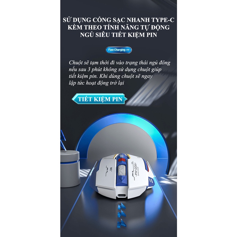 Chuột Không Dây INPHIC M6P ROBOT - Kết Nối Bằng Chip USB 2.4GHz, Đèn Led Báo Hiệu Dung Lượng Pin