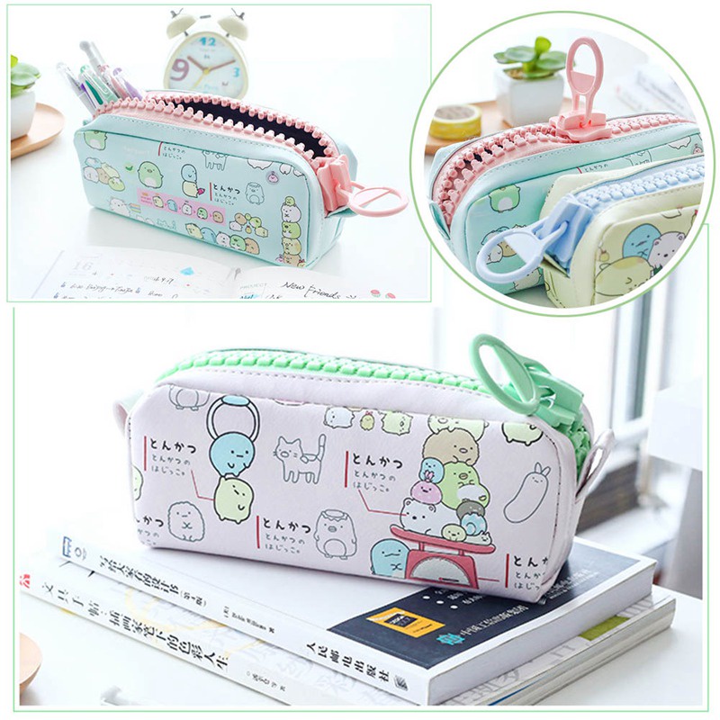 Bóp viết da pu khóa kéo lớn xinh xắn