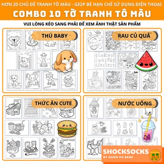 🔥COMBO 10 TỜ TRANH TÔ MÀU - HƠN 20 CHỦ ĐỀ 🔥