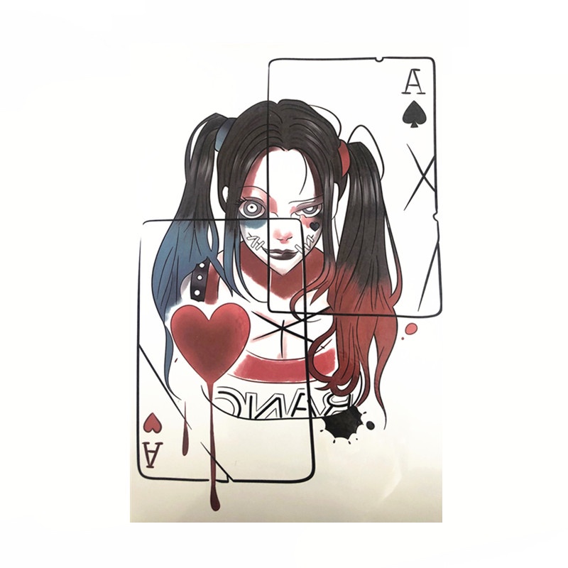 Miếng Dán Hình Xăm Tạm Thời Chống Thấm Nước Hình Chữ Cái harley quinn Cá Tính