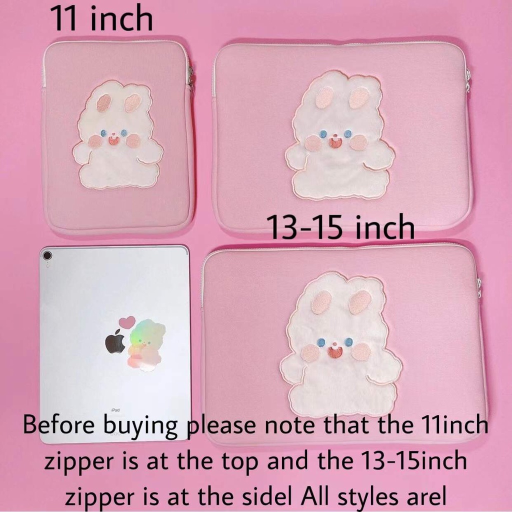 Túi đựng laptop phong cách Hàn Quốc và họa tiết thêu thỏ dễ thương 13/14 / 15,6 inch túi trong chống sốc Túi đựng máy tính bảng 10/11 inch