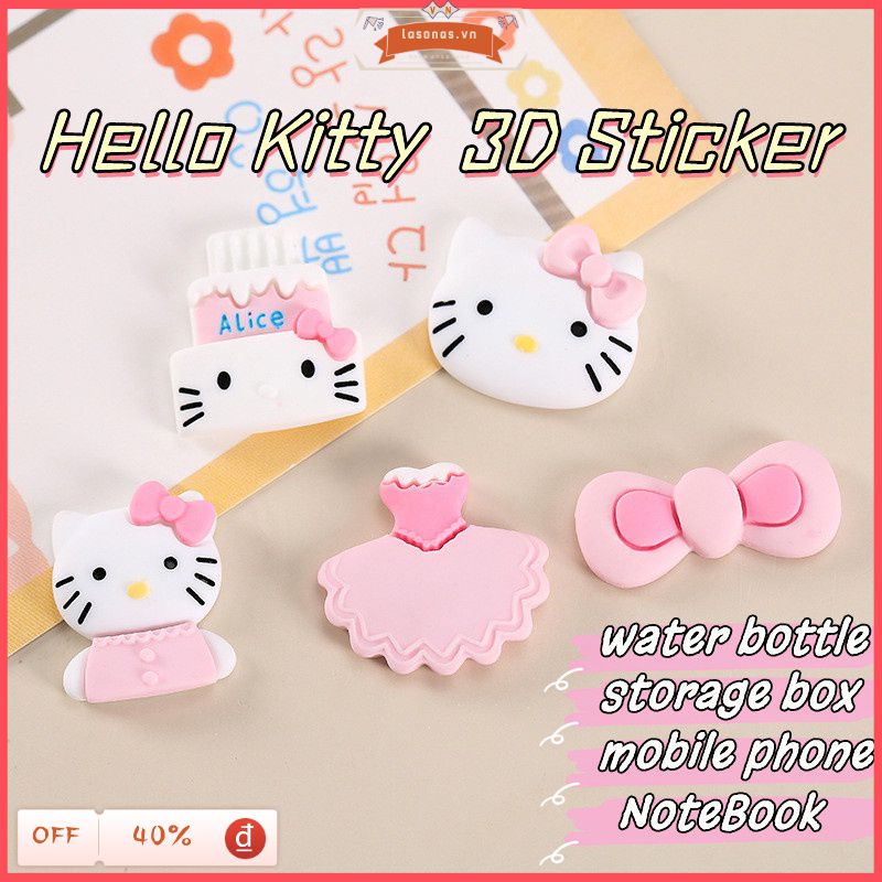 Cá Tuyết Hình Hoạt Hình Hello Kitty 3d Dán Chống Thấm Phụ Kiện Cho Bình Nước Thủy Tinh Trang Trí Phụ Kiện