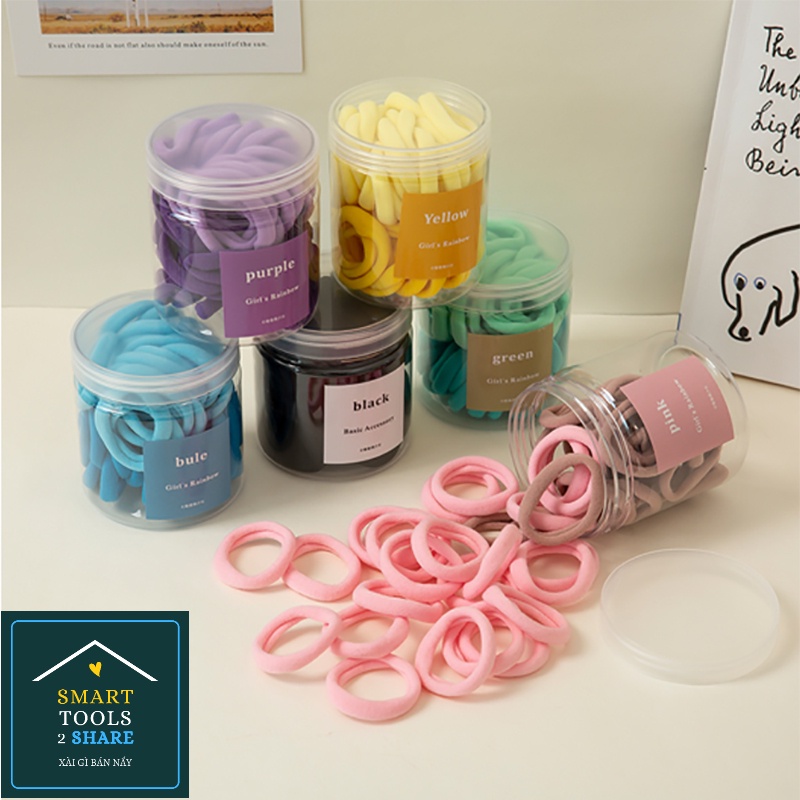 Set 20/ 50 Cột Tóc Chun Thun Co Giãn Hạn Chế Gãy Rụng Tóc/ Đau Da Đầu