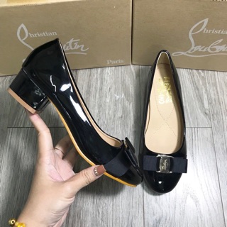 3cm giày nơ da bóng