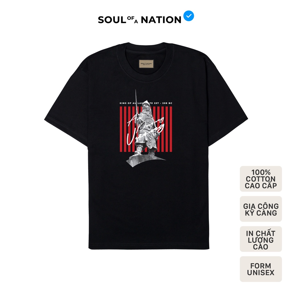 Áo thun unisex In cao cấp hình KING AN DƯƠNG VƯƠNG form basic 100% cotton premium SOUL OF A NATION - Đen