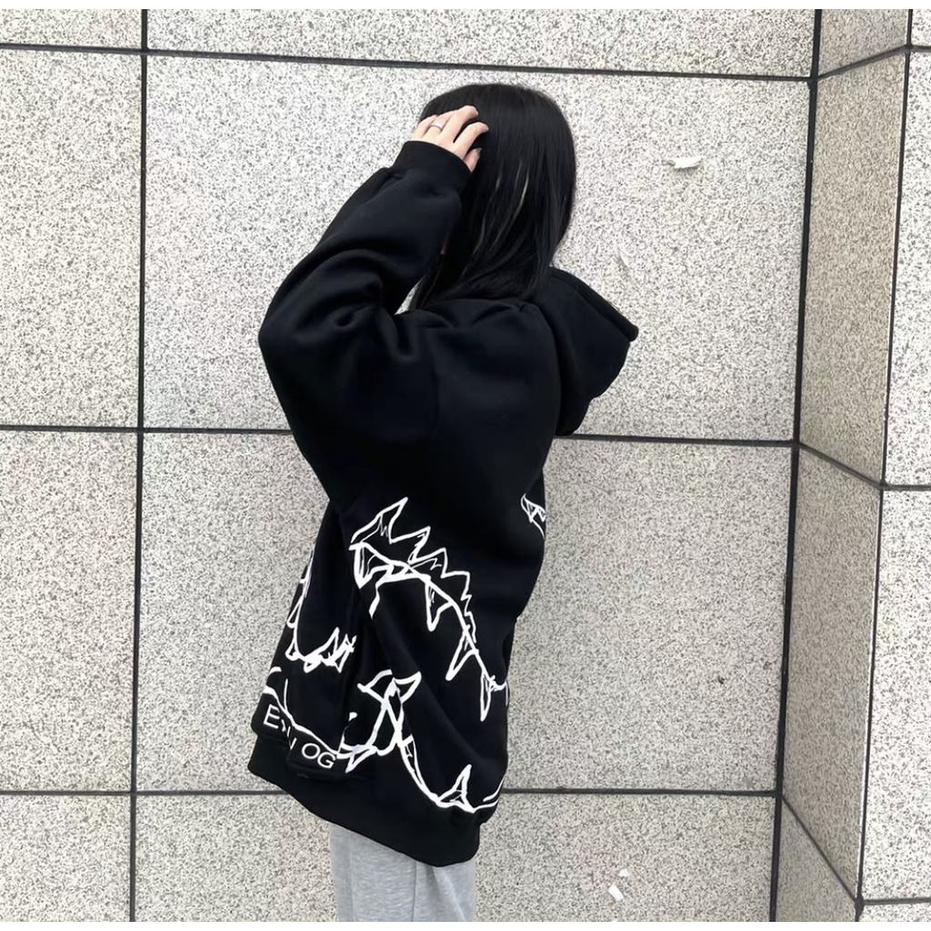 Áo Hoodie Nón Chui Trùm Đầu Nữ Nam Unisex Chất Vải Nỉ Poly Đầu Khủng Long WAH080