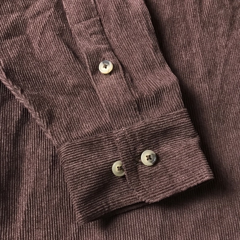 Áo sơ mi nhung tăm unisex S.T màu nâu đất, vintage, retro, bụi bặm