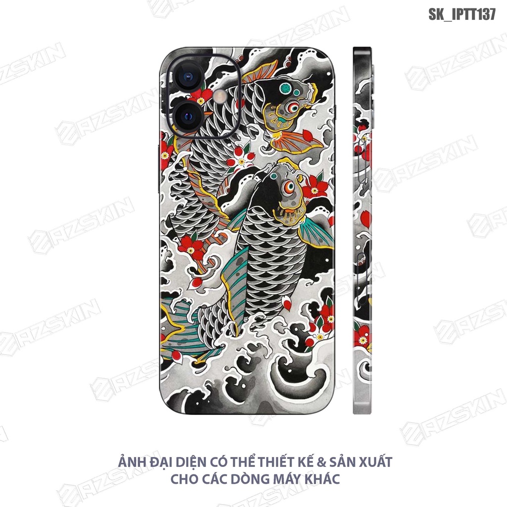 Miếng Dán Skin In Hình Tattoo Độc Lạ IPhone 7/14 Pro Max |SK_IPTT137| Chất Liệu Skin 3M, Khuôn Cắt CNC, Dễ Dán Tại Nhà