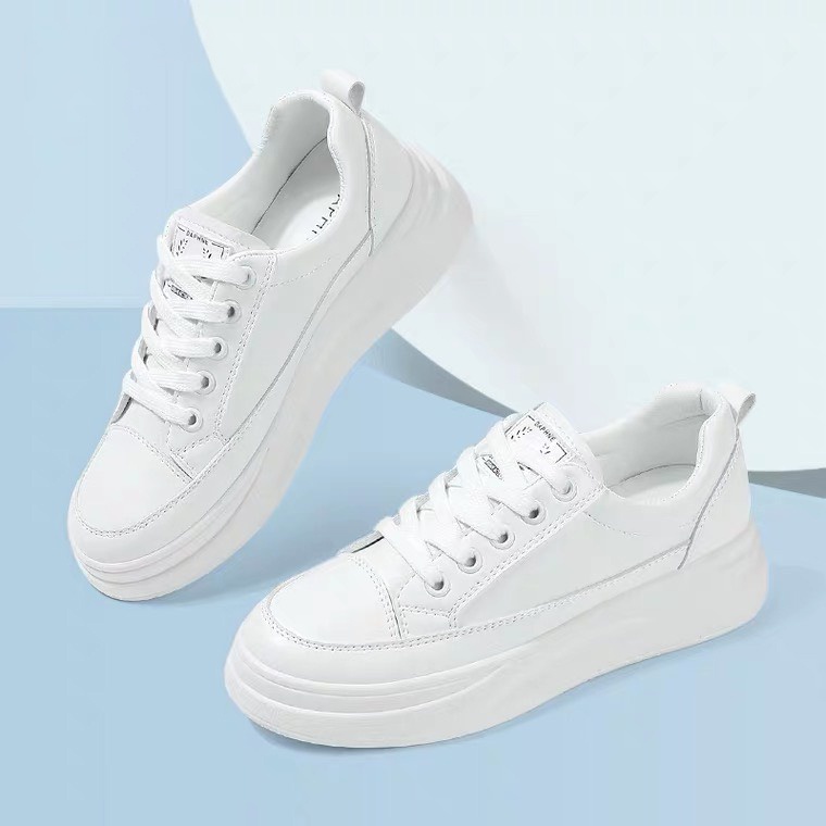 Giày Thể Thao Nữ MEELY Màu Trắng Sneaker Ulzzang Đế Bằng Kiểu Basic - BCA01