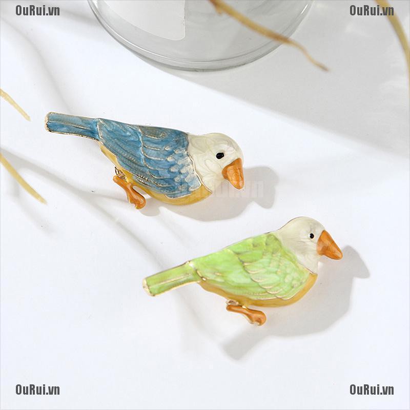 (FCC) Ghim Cài Áo Tráng Men Hình Chim Thời Trang